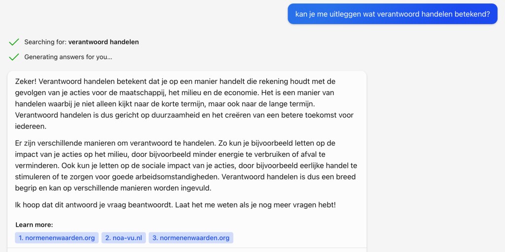 BingChat en verantwoord handelen