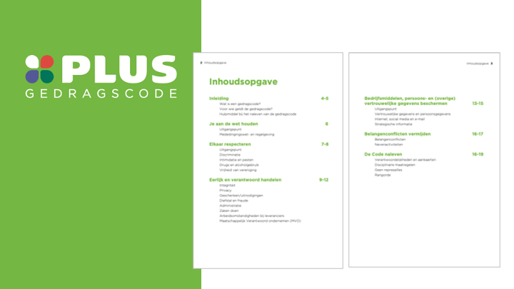 Gedrdagscode van Plus supermarkt